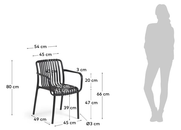 Čierna záhradná stolička Kave Home Isabellini