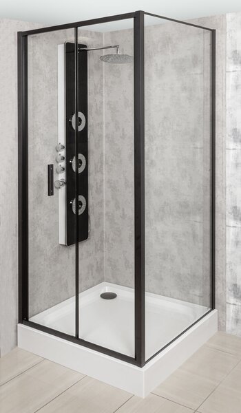 Novoterm Zalamovacie sprchové dvere NV-Solid DH BL 80, čierna/transparent - bez vaničky