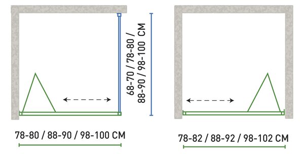 Novoterm Zalamovacie sprchové dvere NV-Solid DH BL 80, čierna/transparent - bez vaničky