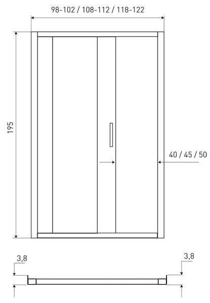 Novoterm Jednokrídlové posuvné sprchové dvere NV-Solid DS BL 100, čierna/transparent - bez vaničky