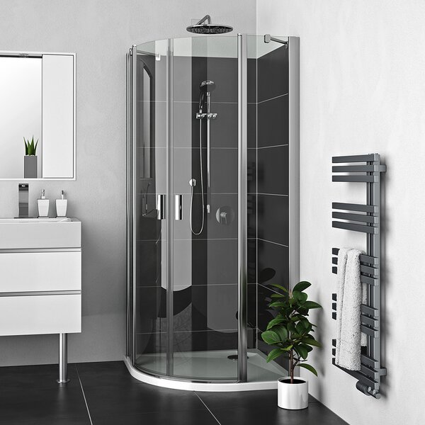 Roltechnik Outlet Štvrťkruhový sprchový kút LZR2 - bez vaničky ROTH-Variant: rozmery: 80x80 cm, - (LZR2 - 225-8000000-00-02), ROTH-Profily: profily: brillant, výplň: transparent