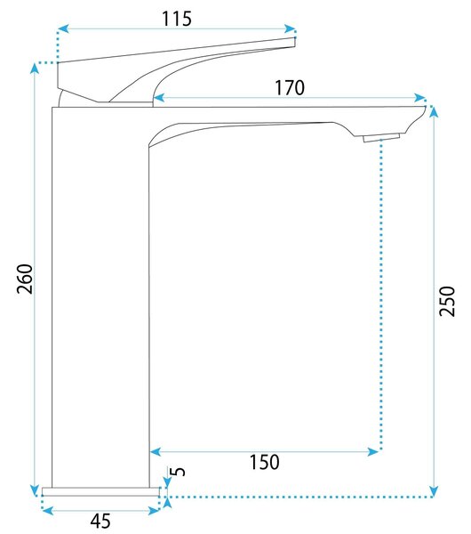 Rea Prime Premium, vysoká umývadlová batéria h-260, chrómová, REA-B6774