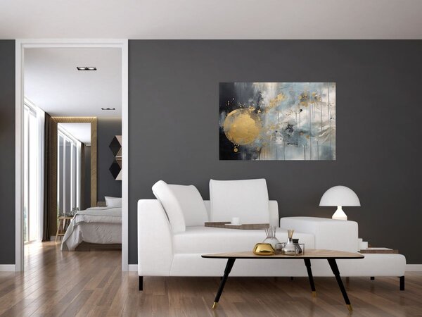 Obraz - Abstrakcia so zlatou guľou (90x60 cm)