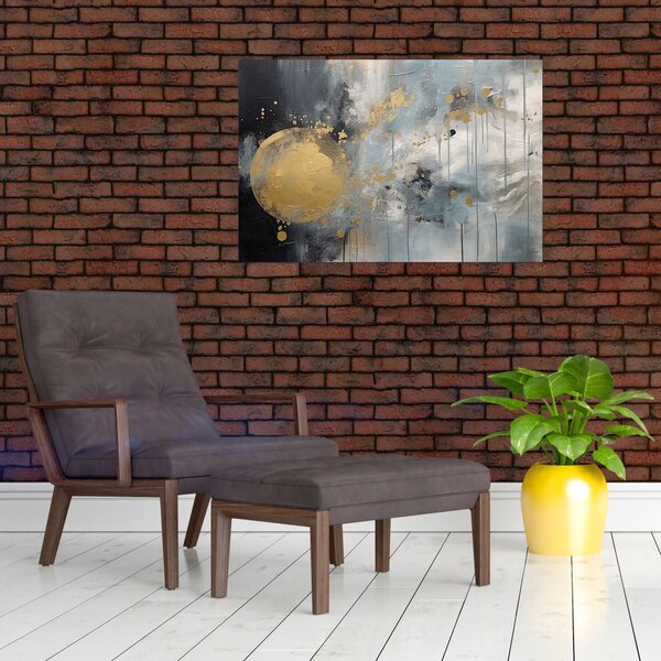 Obraz - Abstrakcia so zlatou guľou (90x60 cm)