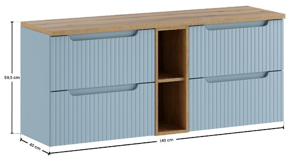 Comad Kúpeľňová skrinka pod doskové umývadlo set Nova Denim 140 denim/dub coast evoke