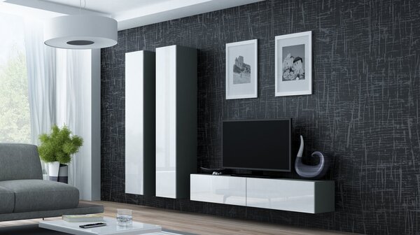 CAMA MEBLE Obývacia stena VIGO 9 Farba: sivá/biela