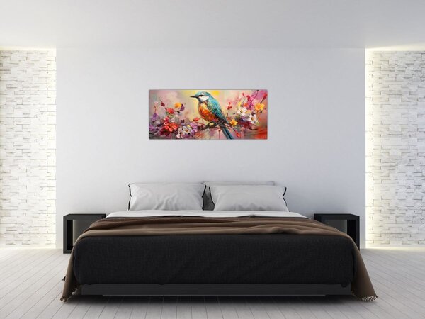 Obraz - Maľba vtáčika (120x50 cm)
