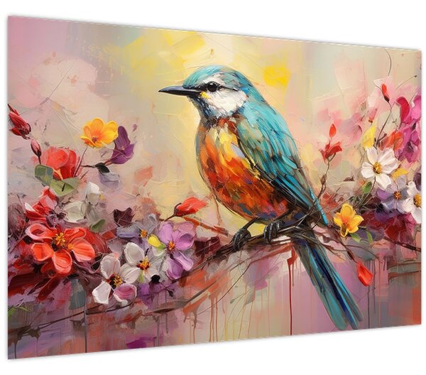 Obraz - Maľba vtáčika (90x60 cm)