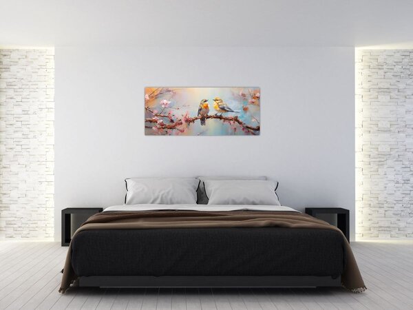 Obraz - Zamilovaní vtáčiky (120x50 cm)