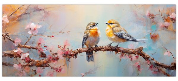 Obraz - Zamilovaní vtáčiky (120x50 cm)