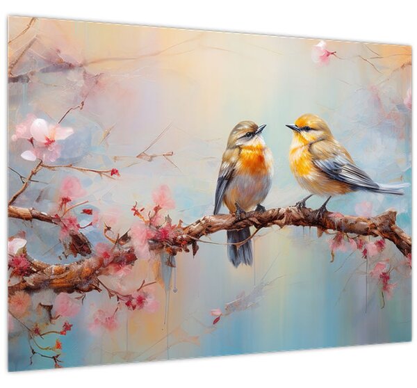 Obraz - Zamilovaní vtáčiky (70x50 cm)