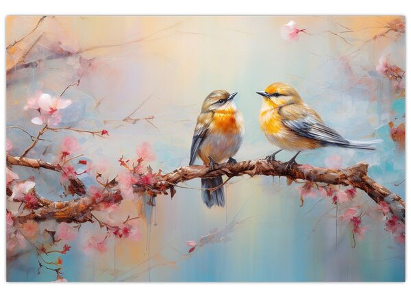Obraz - Zamilovaní vtáčiky (90x60 cm)