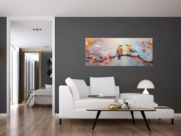 Obraz - Zamilovaní vtáčiky (120x50 cm)