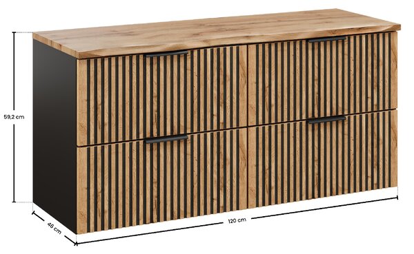Comad Kúpeľňová skrinka pod doskové umývadlo set Xilo 120 sivá/dub wotan