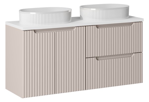 Comad Kúpeľňová skrinka s doskovými umývadlami set Nova Cashmere 120 kašmír/biela