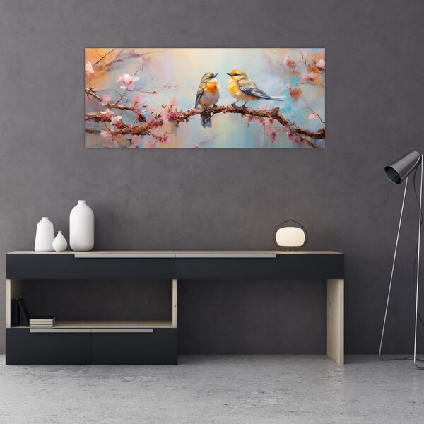Obraz - Zamilovaní vtáčiky (120x50 cm)