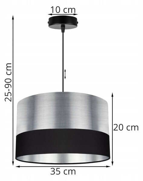 Závesné svietidlo Chromic, 1x chrómové textilné tienidlo (výber z 2 farieb), (výber z 2 farieb konštrukcie), (fi 35cm)
