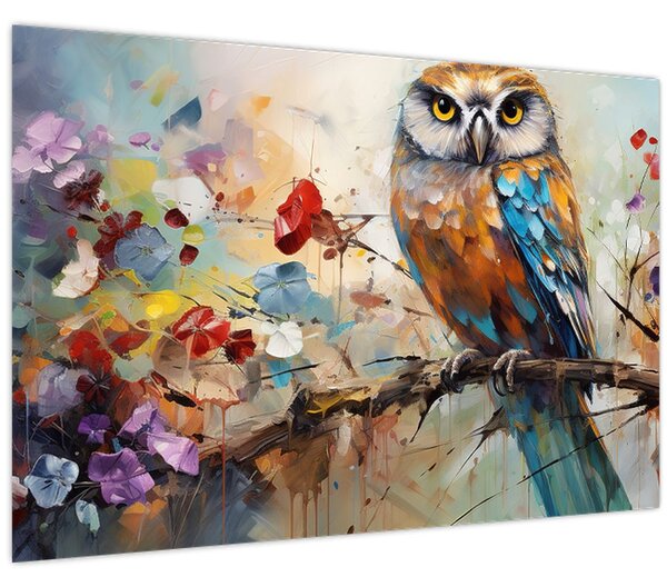 Obraz - Maľovaná sova (90x60 cm)