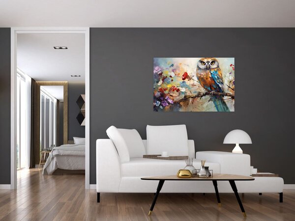 Obraz - Maľovaná sova (90x60 cm)