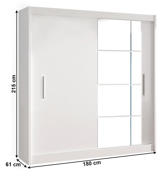 KONDELA Skriňa s posuvnými dverami, biela, 180x215, LOW