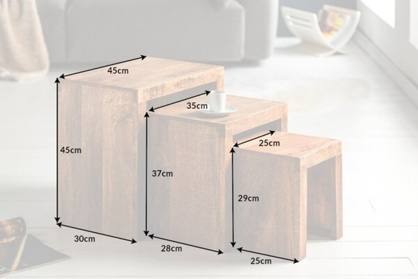 Set odkladacích stolíkov Timber mango prírodné - 3 ks