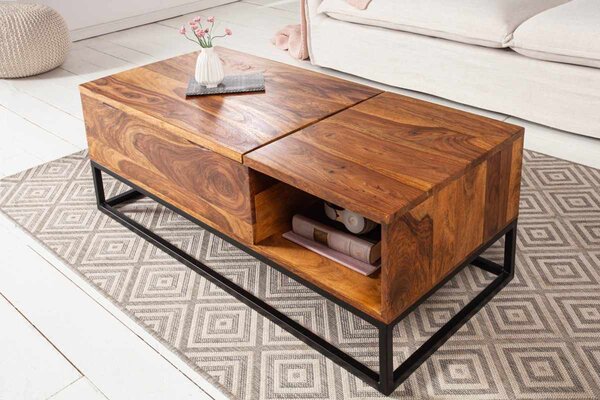 Dizajnový konferenčný stolík Timber Function 110 cm sheesham