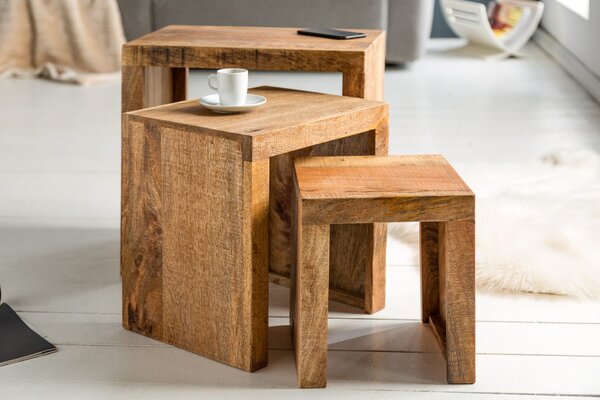 Set odkladacích stolíkov Timber mango prírodné - 3 ks