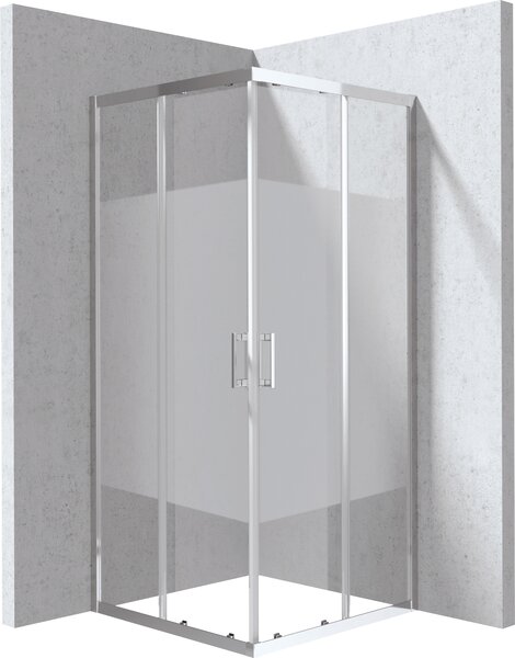 Deante Štvorcový sprchovací kút Funkia Evo 80x80 cm, vzor pás - KYC 0E88P, chróm - bez vaničky