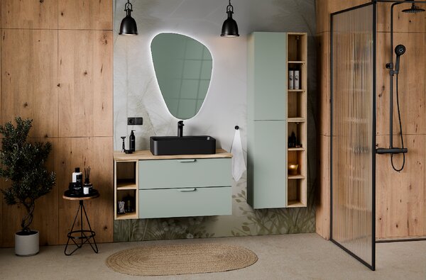 Comad Kúpeľňová skrinka pod doskové umývadlo Aster Green 60 zelená matná/dub cremona