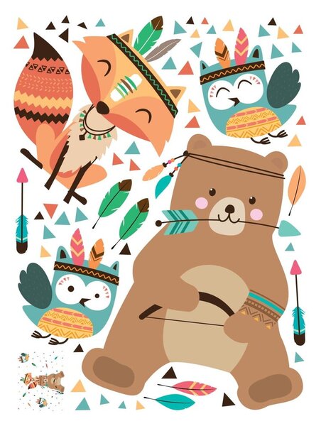 Detské samolepky na stenu Ambiance Bear Indian Happy