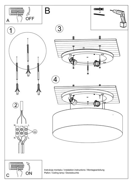 Stropné svietidlo Arena, 1x biele plastové tienidlo, (biely plast), (fi 35 cm)