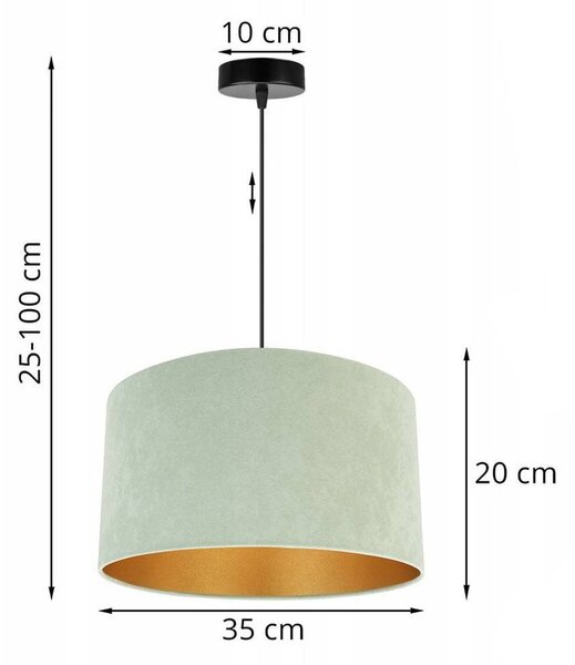Závesné svietidlo Mediolan, 1x pistáciové/zlaté textilné tienidlo, (výber z 2 farieb konštrukcie), (fi 35cm)