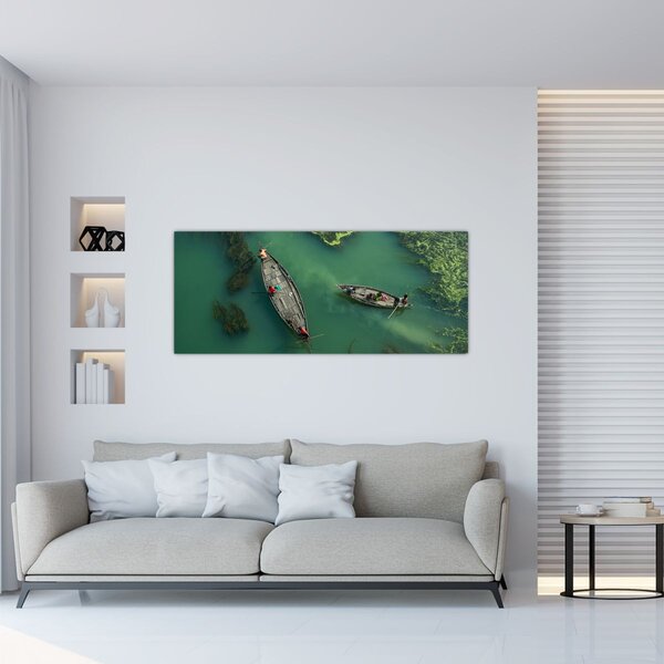 Obraz - Rybári na rieke (120x50 cm)