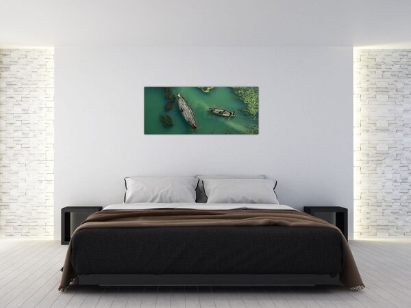 Obraz - Rybári na rieke (120x50 cm)