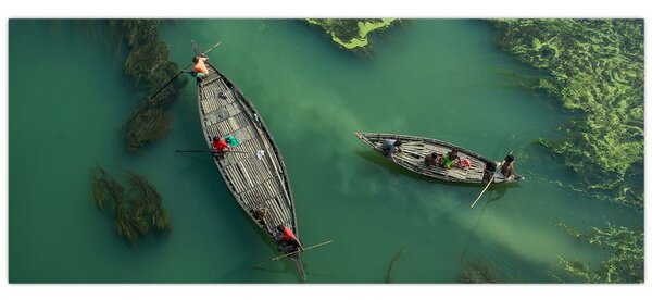 Obraz - Rybári na rieke (120x50 cm)