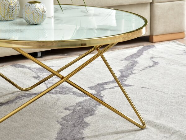 NovýNábytok.sk Konferenčný stolík Armin Xl (biely mramor + zlatá). Akcia -12%. Vlastná spoľahlivá doprava až k Vám domov. 1111557