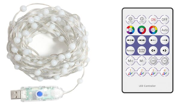 LED svetelná reťaz Wizard, 5m, RGB, ovládač