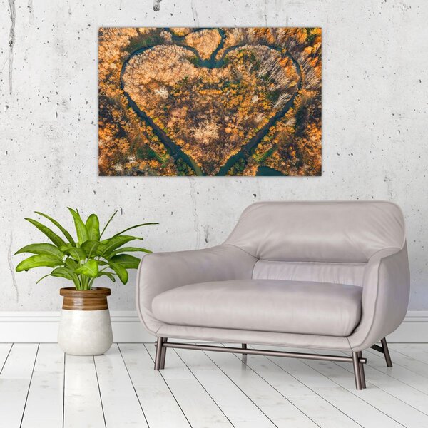 Obraz - Rieka v tvare srdca (90x60 cm)