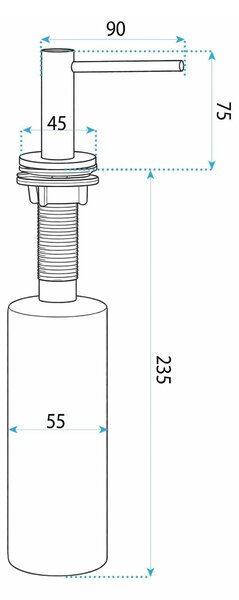 Vstavaný dávkovač mydla/saponátu REA DEX, 300 ml, titán