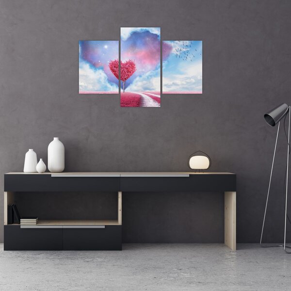 Obraz - Ružový strom srdca (90x60 cm)