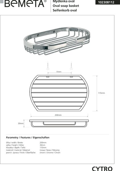 Bemeta Design CYTRO: Polička do sprchy - 102308112