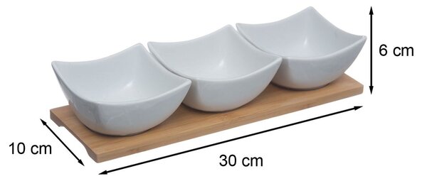 Porcelánová servírovacia miska Trio 30x10x6 cm sada 3ks