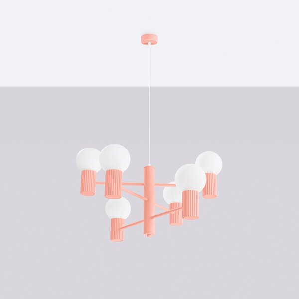 Luster Halo, 6x biele sklenené tienidlo, p