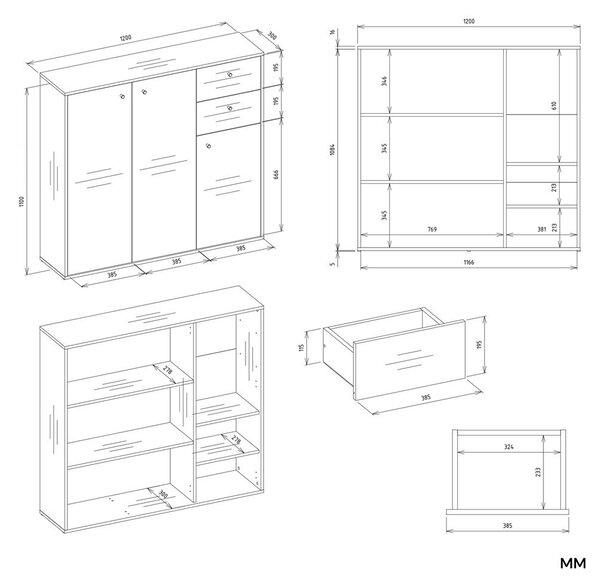 TP Living Komoda Fran 120 cm biela