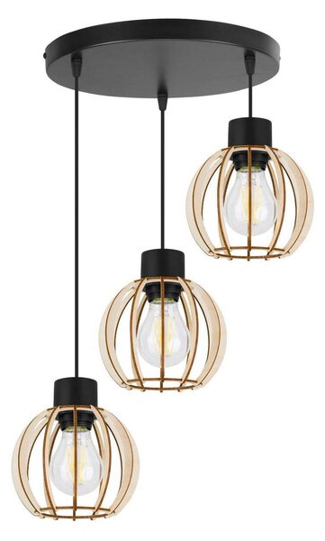 Závesné svietidlo Timber 8, 3x drevené tienidlo, o