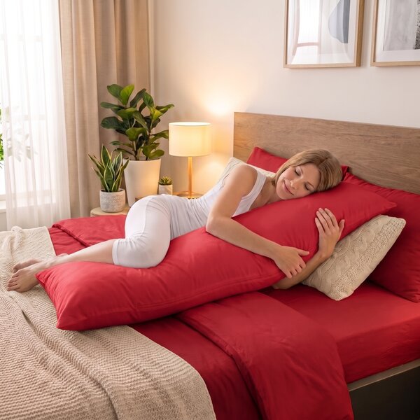 Kvalitex Bavlnená obliečka na relaxačný vankúš červená 45x120cm