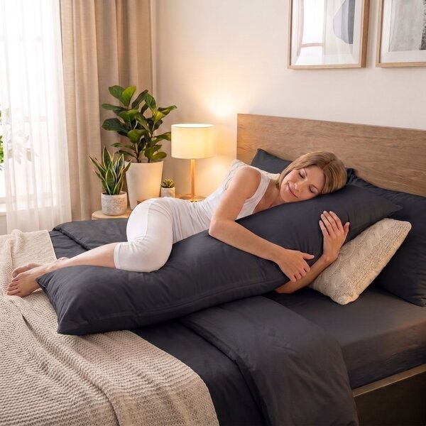 Kvalitex Bavlnená obliečka na relaxačný vankúš čierna 45x120cm
