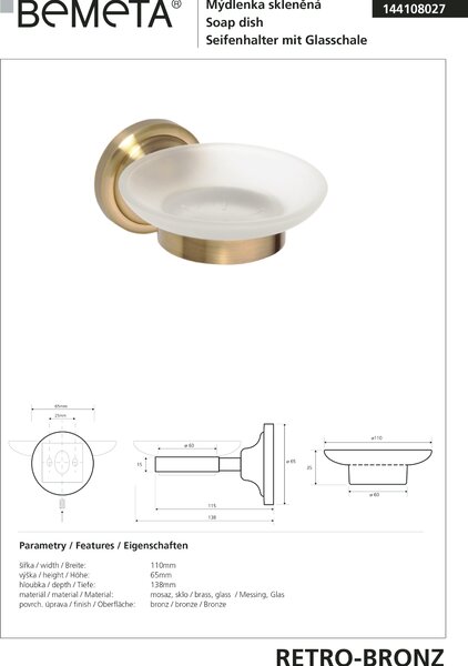 Bemeta Design RETRO bronz: Mydelnička - 144108027