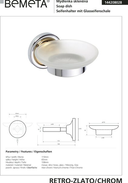 Bemeta Design RETRO gold-chrom: Mydelnička - 144208028