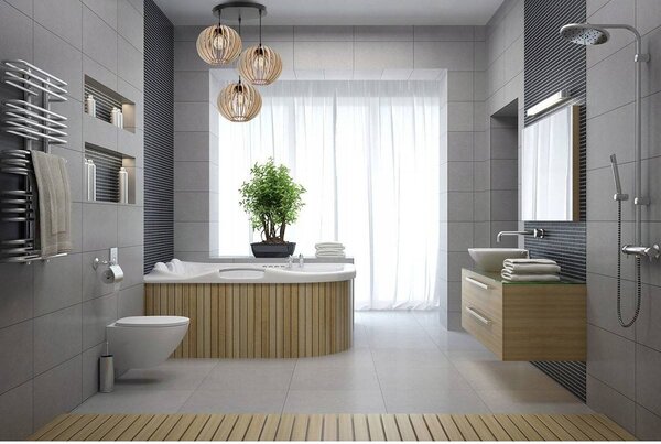 Závesné svietidlo Timber 2, 3x drevené tienidlo, o